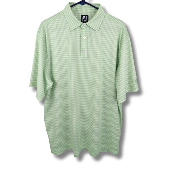 FootJoy Green Gingham Golf Polo Shirt L TN River CC Logo Stretch Performance - Picture 2 of 5